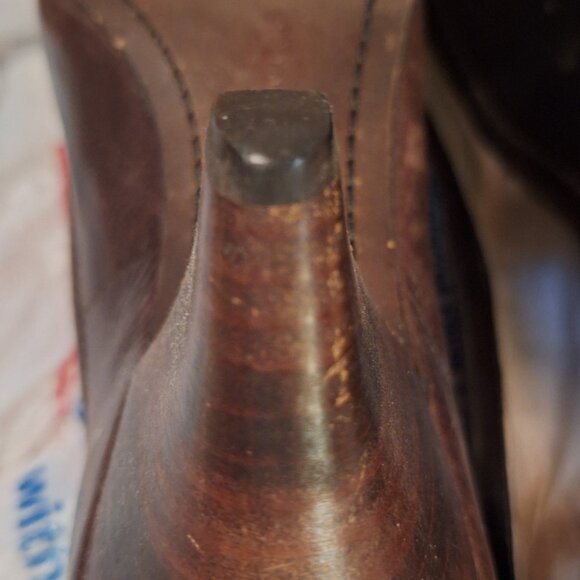 FRYE Leather Pumps with Stacked Wooden Heel - Picture 9 of 10